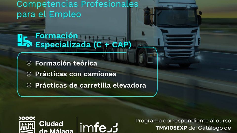 Curso de Conducción de Vehículos Pesados por Carretera (C + CAP) para Personas Desempleadas
